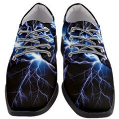 Blue Electric Thunder Storm, Colorful Lightning Graphic Women Heeled Oxford Shoes by picsaspassion