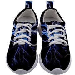 Blue Electric Thunder Storm, Colorful Lightning Graphic Kids Athletic Shoes by picsaspassion