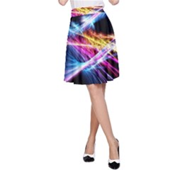 Colorful Neon Light Rays, Rainbow Colors Graphic Art A-line Skirt by picsaspassion