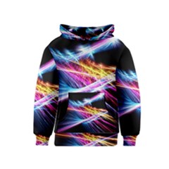 Colorful Neon Light Rays, Rainbow Colors Graphic Art Kids  Pullover Hoodie