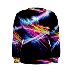 Colorful Neon Light Rays, Rainbow Colors Graphic Art Women s Sweatshirt