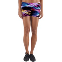 Colorful Neon Light Rays, Rainbow Colors Graphic Art Yoga Shorts by picsaspassion