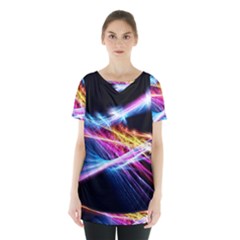 Colorful Neon Light Rays, Rainbow Colors Graphic Art Skirt Hem Sports Top by picsaspassion