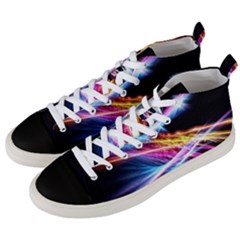 Colorful Neon Light Rays, Rainbow Colors Graphic Art Men s Mid-top Canvas Sneakers by picsaspassion