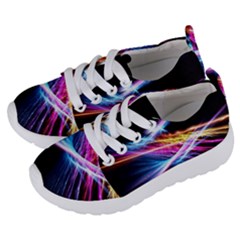 Colorful Neon Light Rays, Rainbow Colors Graphic Art Kids  Lightweight Sports Shoes by picsaspassion