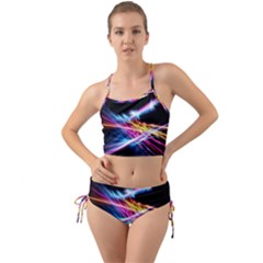 Colorful Neon Light Rays, Rainbow Colors Graphic Art Mini Tank Bikini Set by picsaspassion