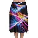 Colorful Neon Light rays, rainbow colors graphic art Velvet Flared Midi Skirt View1