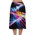 Colorful Neon Light rays, rainbow colors graphic art Velvet Flared Midi Skirt View2