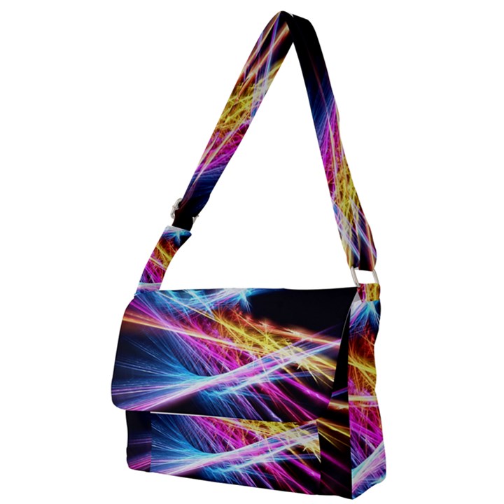 Colorful Neon Light rays, rainbow colors graphic art Full Print Messenger Bag (S)