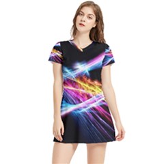 Colorful Neon Light Rays, Rainbow Colors Graphic Art Women s Sports Skirt