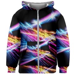 Colorful Neon Light Rays, Rainbow Colors Graphic Art Kids  Zipper Hoodie Without Drawstring