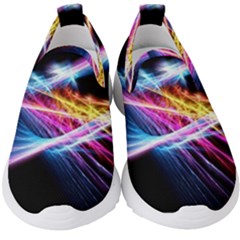 Colorful Neon Light Rays, Rainbow Colors Graphic Art Kids  Slip On Sneakers