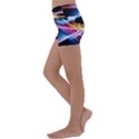 Colorful Neon Light rays, rainbow colors graphic art Kids  Lightweight Velour Yoga Shorts View2