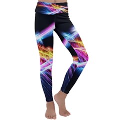 Colorful Neon Light Rays, Rainbow Colors Graphic Art Kids  Lightweight Velour Classic Yoga Leggings by picsaspassion