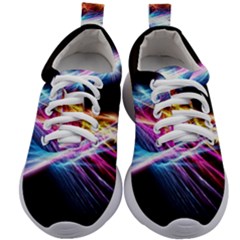 Colorful Neon Light Rays, Rainbow Colors Graphic Art Kids Athletic Shoes by picsaspassion