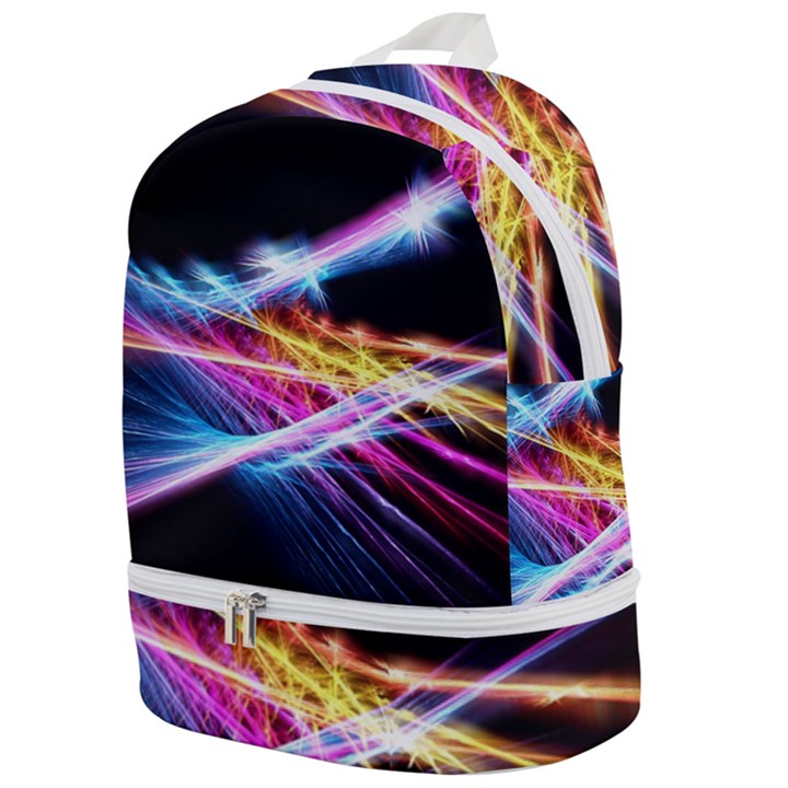 Colorful Neon Light rays, rainbow colors graphic art Zip Bottom Backpack