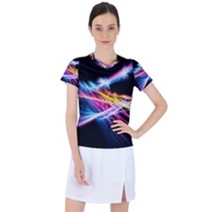 Colorful Neon Light Rays, Rainbow Colors Graphic Art Women s Sports Top by picsaspassion