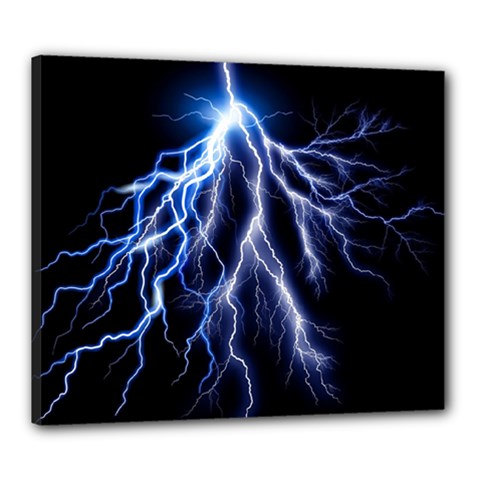 Blue Lightning At Night, Modern Graphic Art  Canvas 24  X 20  (stretched) by picsaspassion