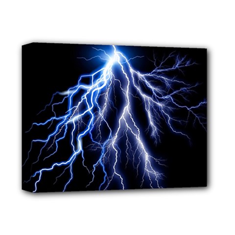 Blue Lightning At Night, Modern Graphic Art  Deluxe Canvas 14  X 11  (stretched) by picsaspassion