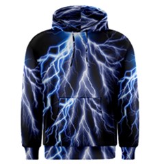 Blue Lightning At Night, Modern Graphic Art  Men s Core Hoodie