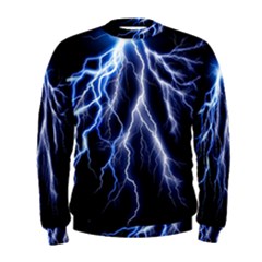 Blue Lightning At Night, Modern Graphic Art  Men s Sweatshirt by picsaspassion