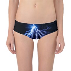 Blue Lightning At Night, Modern Graphic Art  Classic Bikini Bottoms by picsaspassion