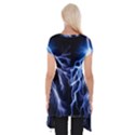 Blue Lightning at night, modern graphic art  Short Sleeve Side Drop Tunic View2