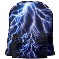 Blue Lightning At Night, Modern Graphic Art  Giant Full Print Backpack by picsaspassion