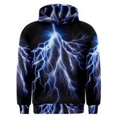 Blue Lightning At Night, Modern Graphic Art  Men s Overhead Hoodie by picsaspassion