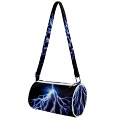 Blue Lightning At Night, Modern Graphic Art  Mini Cylinder Bag by picsaspassion