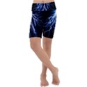 Blue Lightning at night, modern graphic art  Kids  Lightweight Velour Cropped Yoga Leggings View1