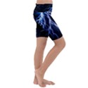 Blue Lightning at night, modern graphic art  Kids  Lightweight Velour Cropped Yoga Leggings View3