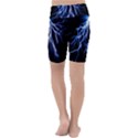 Blue Lightning at night, modern graphic art  Kids  Lightweight Velour Cropped Yoga Leggings View4