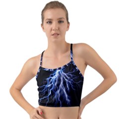 Blue Lightning At Night, Modern Graphic Art  Mini Tank Bikini Top by picsaspassion