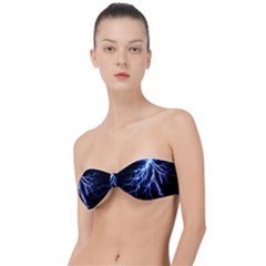 Blue Lightning At Night, Modern Graphic Art  Classic Bandeau Bikini Top  by picsaspassion