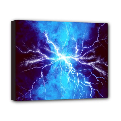 Blue Lightning Thunder At Night, Graphic Art 3 Canvas 10  X 8  (stretched) by picsaspassion