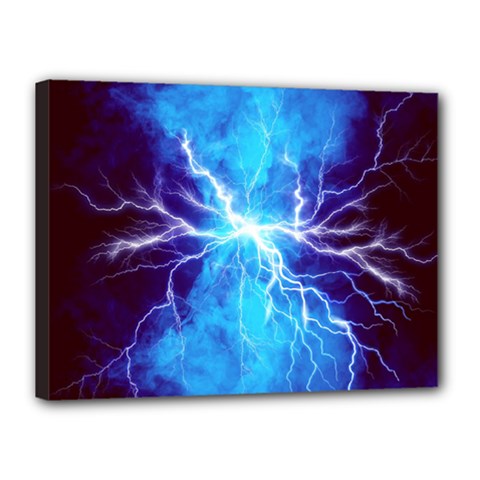 Blue Lightning Thunder At Night, Graphic Art 3 Canvas 16  X 12  (stretched) by picsaspassion