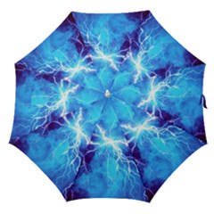 Blue Lightning Thunder At Night, Graphic Art 3 Straight Umbrellas by picsaspassion