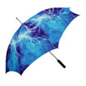 Blue Lightning thunder at night, graphic art 3 Straight Umbrellas View2