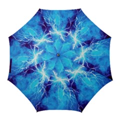 Blue Lightning Thunder At Night, Graphic Art 3 Golf Umbrellas by picsaspassion