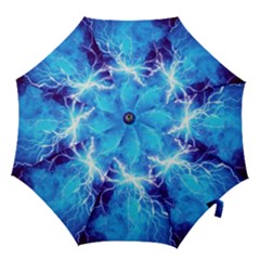 Blue Lightning Thunder At Night, Graphic Art 3 Hook Handle Umbrellas (medium) by picsaspassion