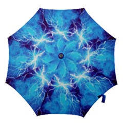 Blue Lightning Thunder At Night, Graphic Art 3 Hook Handle Umbrellas (small) by picsaspassion