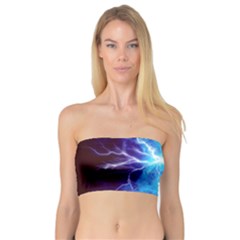 Blue Lightning Thunder At Night, Graphic Art 3 Bandeau Top by picsaspassion