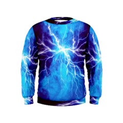 Blue Lightning Thunder At Night, Graphic Art 3 Kids  Sweatshirt by picsaspassion