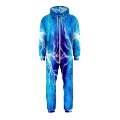 Blue Lightning Thunder At Night, Graphic Art 3 Hooded Jumpsuit (kids)