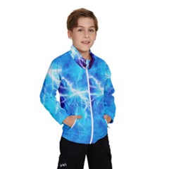 Blue Lightning Thunder At Night, Graphic Art 3 Kids  Windbreaker by picsaspassion