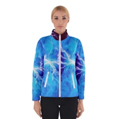 Blue Lightning Thunder At Night, Graphic Art 3 Winter Jacket by picsaspassion