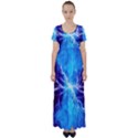 Blue Lightning thunder at night, graphic art 3 High Waist Short Sleeve Maxi Dress View1