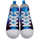 Blue Lightning thunder at night, graphic art 3 Kids  Mid-Top Canvas Sneakers View1