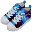 Blue Lightning thunder at night, graphic art 3 Kids  Mid-Top Canvas Sneakers View2